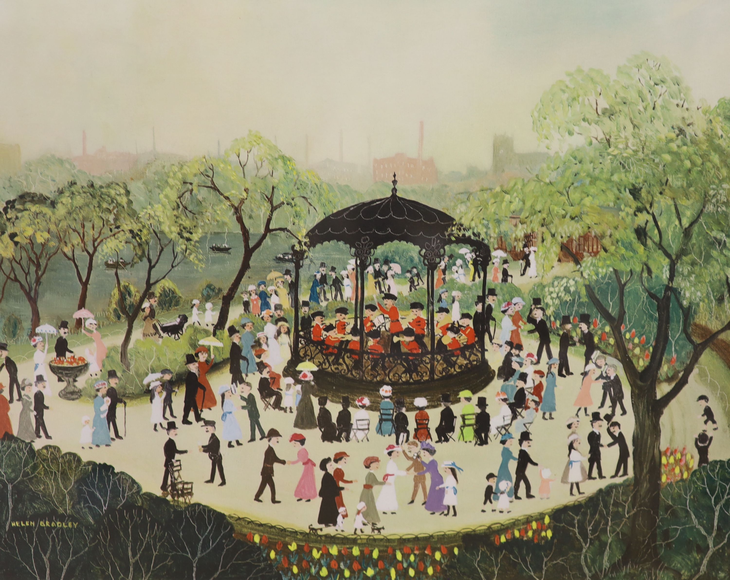Helen Bradley, two signed prints, 'Evening on the Promenade' and 'Sunday Afternoon in Alexandra Park', both signed in pencil, 47 x 60cm and 43 x 52cm